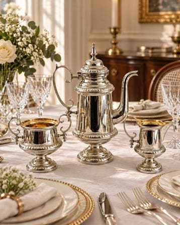 Koffie- en theeservies (3) - Verzilverd - Neoklassieke