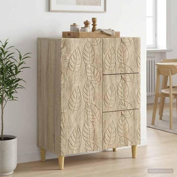 vidaXL Dressoir Sonoma Eiken 66 x 34,5 x 90 cm Bewerkt hout, Huis en Inrichting, Kasten | Dressoirs, Verzenden, Nieuw