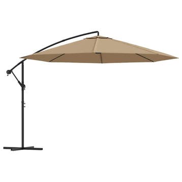 vidaXL Zweefparasol met aluminium paal 350 cm taupe, Verzenden, Nieuw