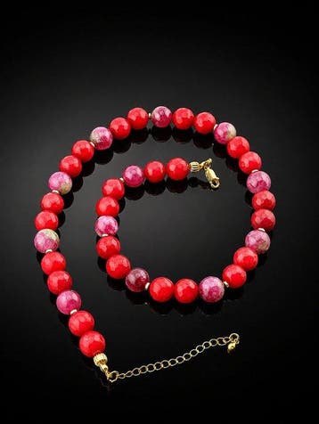 Natuurlijke Jade kralenketting - 925 sterling zilver -