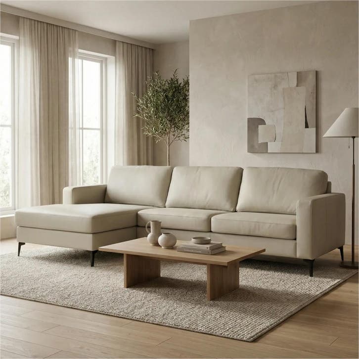 Leren hoekbank Match - 3 zits + longchair, Maison & Meubles, Canapés | Salons, Enlèvement ou Envoi