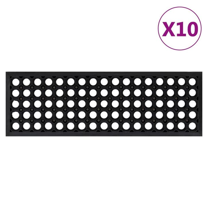 vidaXL Trapmatten 10 st 25x75 cm rubber, Doe-het-zelf en Bouw, Ladders en Trappen, Nieuw, Verzenden