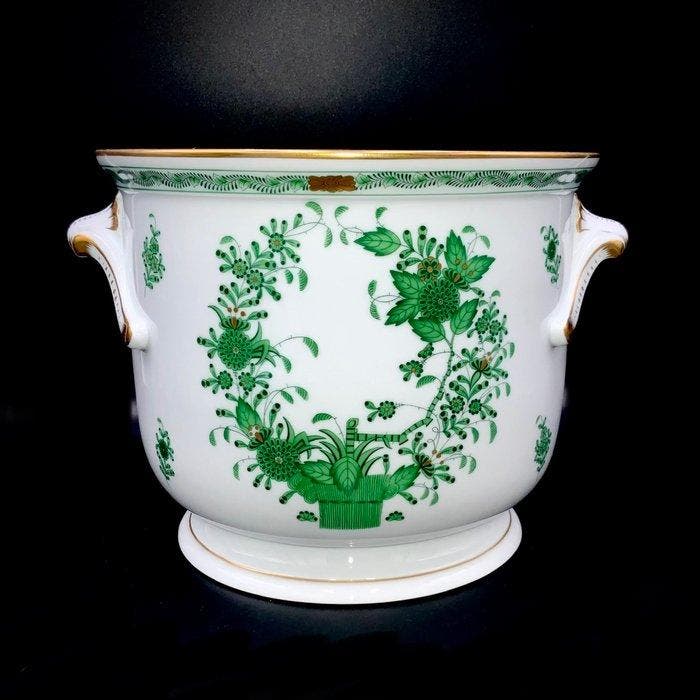 Herend - Huge Cache-Pot with Handles (29 cm) - Indian, Antiek en Kunst, Antiek | Glaswerk en Kristal