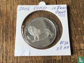 Congo-Kinshasa 10 francs 2002 (PROOF) Queen Astrid, Postzegels en Munten, Verzenden, Overige landen, Losse munt, Goud