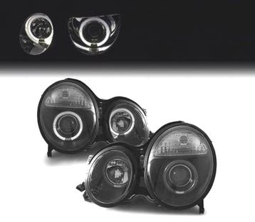 PHARES ANGEL EYES MERCEDES CLASSE E W210 99-02 FOND NOIR, Verzenden