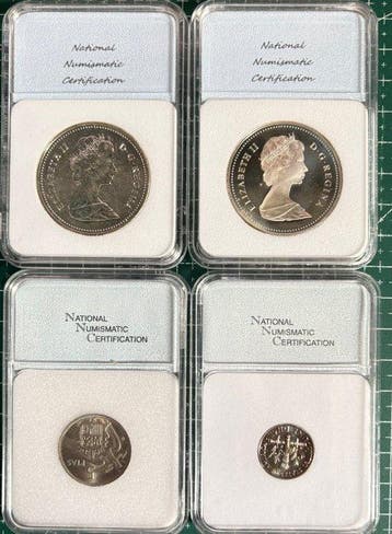 Canada, Espagne, États-Unis. Dime, Dollar, Pesetas