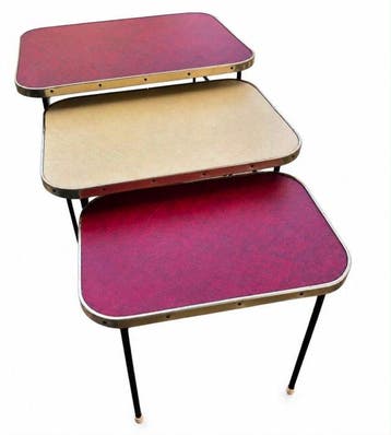 Tables gigognes (3) - Métal, Bois, Formica - Ensemble de, Antiquités & Art