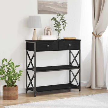 vidaXL Console Tafel Zwart eiken 75 x 28 x 75 cm, Huis en Inrichting, Tafels | Bijzettafels, Verzenden, Nieuw