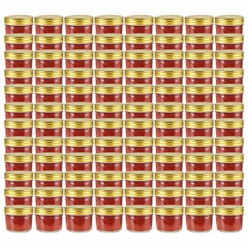 vidaXL Jampotten met goudkleurige deksels 96 st 110 ml glas, Verzenden, Nieuw