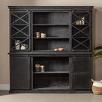 Buffetkast Mangohout Milan 220 X Zwart, Verzenden, Nieuw, Overige houtsoorten, Industriële meubels