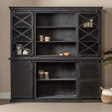 Buffetkast Mangohout Milan 220 X Zwart, Verzenden, Nieuw, Overige houtsoorten, Industriële meubels