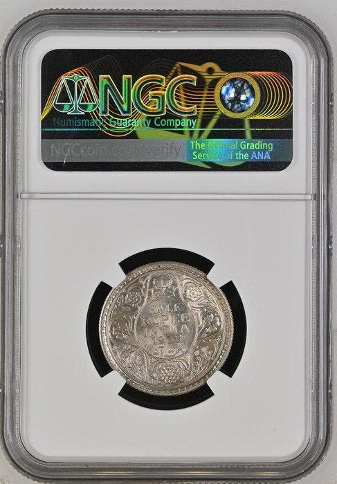 Brits India. George V. 1/2 Rupia 1933 - NGC MS63 (Calcuta), Postzegels en Munten, Munten | Europa | Niet-Euromunten