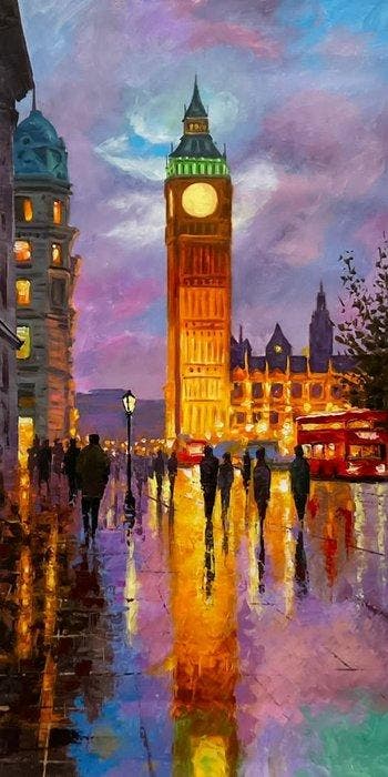Antonio M. - Siluetas en Westminster, Antiek en Kunst, Kunst | Schilderijen | Modern