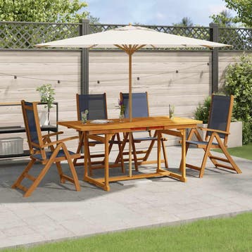 vidaXL 5-delige Tuinset massief acaciahout en textileen, Verzenden, Tuinset