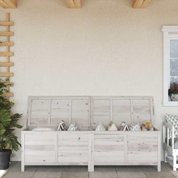 vidaXL Tuinbox 198,5x50x56,5 cm massief vurenhout wit, Verzenden