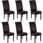 tectake Eetkamerstoel, ergonomisch, massief hardhout - bruin, Verzenden, Nieuw