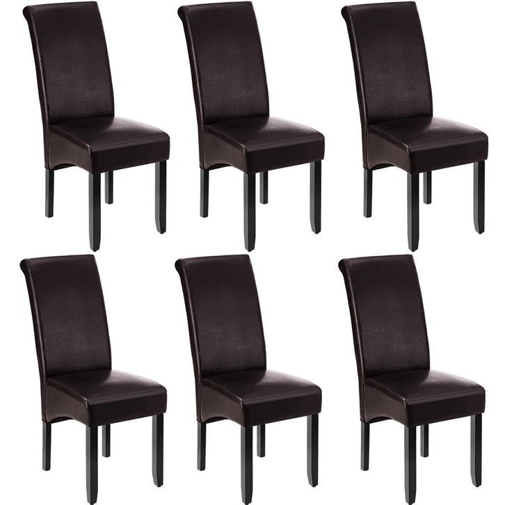 tectake Eetkamerstoel, ergonomisch, massief hardhout - bruin, Huis en Inrichting, Stoelen, Verzenden