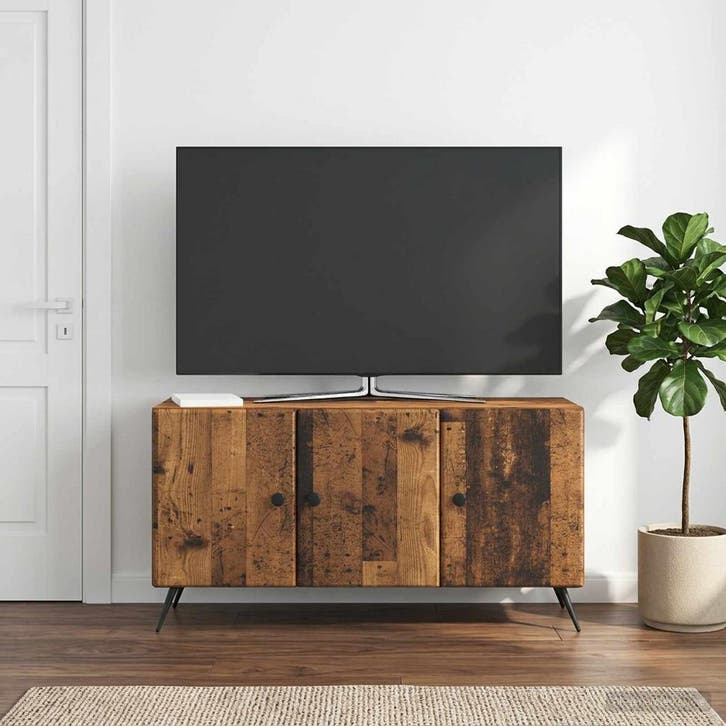 vidaXL TV Kast Oud hout 99 x 34,5 x 50 cm Bewerkt hout, Huis en Inrichting, Kasten |Televisiemeubels, Nieuw, Verzenden