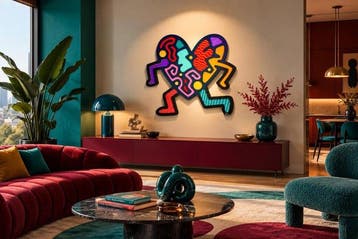 Krzysztof Gudanski - Layered Running Heart X Keith Haring,, Antiek en Kunst