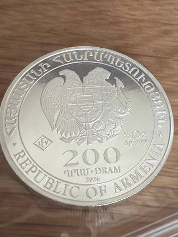 Armenië. 200 Dram 2026, Noahs Ark, 1/2 Oz (.999) (Zonder