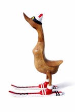 Beeld, wooden handmade ski duck - 50 cm - Hout