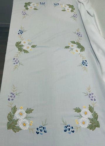 Vintage nappe en coton brodé - Tafelkleed - 200 cm - 150 cm