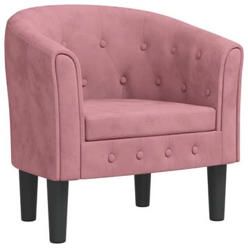 Kuipstoel roze fluweel -52% | Nu Retour Deal!, Overige kleuren, Verzenden, Zo goed als nieuw, Modern, knoop-getuft