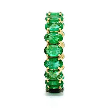 Ring - 14 karaat Geel goud - 4.36ct. tw. Smaragd, Nieuw