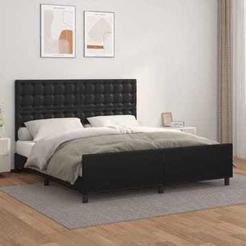 vidaXL Bedframe met hoofdbord kunstleer zwart 180x200 cm, Verzenden, Nieuw