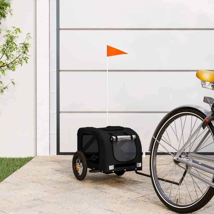 vidaXL Hondenfietstrailer oxford stof en ijzer zwart, Dieren en Toebehoren, Overige Dieren-accessoires, Nieuw, Verzenden