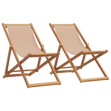 vidaXL Opklapbare stoelen, 2 stuks, taupekleurige stof en, Verzenden