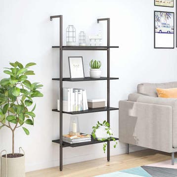 vidaXL Ladderrek met 4 schappen 64x35x152,5 cm zwart, Verzenden, Nieuw
