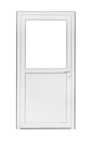PVC Deur 1/2 glas Basic Plus b102xh206 cm wit, 100 tot 120 cm, Nieuw, Ophalen of Verzenden, Buitendeur