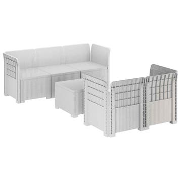 vidaXL 5-Zits Tuinbank Rattanlook PP Wit, Verzenden, Nieuw