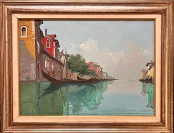 Aldo Marangoni (XIX-XX) - Gondole a Venezia, Antiquités & Art