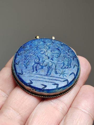 Zilverplating - Replica Hanger - lapis lazuli-zegel (Zonder