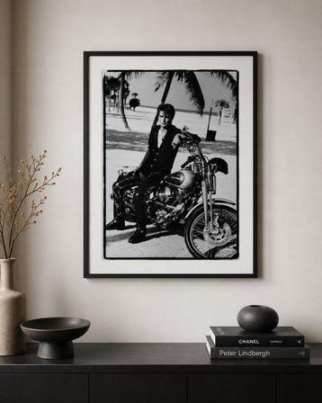 Andre de Plessel - Andre de Plessel portrait, motorbike,, Antiek en Kunst