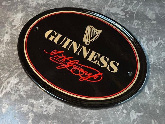 Guinness - Guinness plaat en geëmailleerde keramiek. -, Antiek en Kunst, Antiek | Wandborden en Tegels