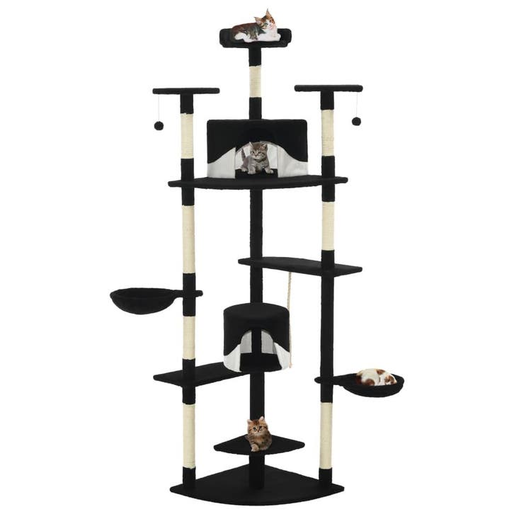 vidaXL Kattenkrabpaal met sisal krabpalen 203 cm zwart en, Dieren en Toebehoren, Katten-accessoires, Nieuw, Verzenden
