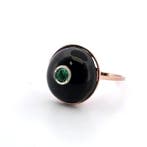 Zonder minimumprijs - Ring - 9 kt. Roségoud, Zilver Smaragd, Nieuw