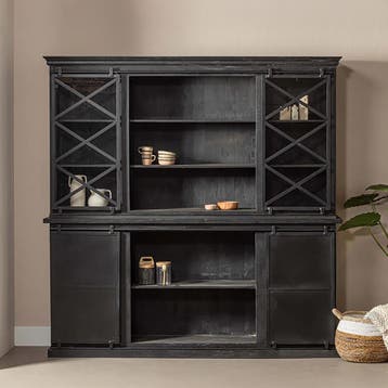 Buffetkast Mangohout Milan 200 X Zwart, Verzenden, Nieuw, Overige houtsoorten, Industriële meubels