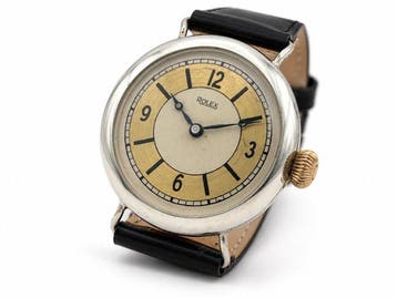 Rolex - Vintage Solid Silver Case trench style watch c.