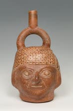 Precolumbiaans. Moche Keramische portretvaas met TL-test Met
