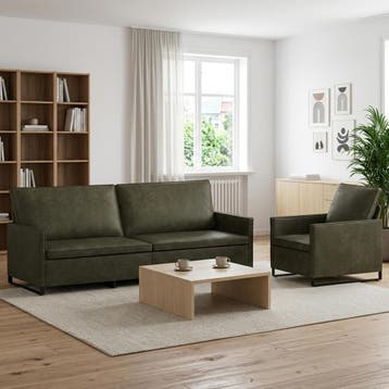 vidaXL bank / zetelstel 2 pcs Leger Groen Kunstsuède stof, Verzenden, Nieuw