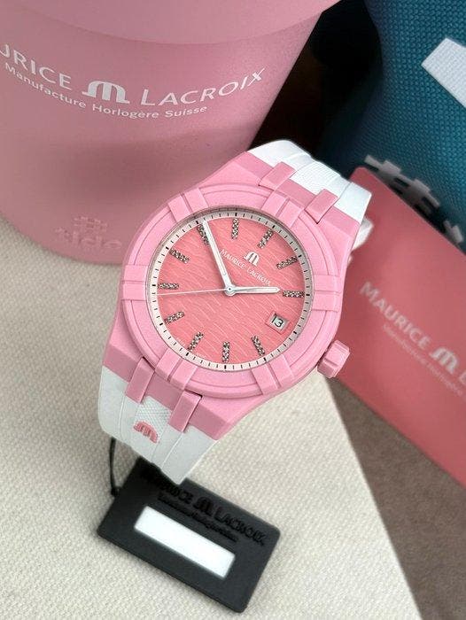 Maurice Lacroix - Aikon Tide Pink Edition Diamonds -, Handtassen en Accessoires, Horloges | Heren