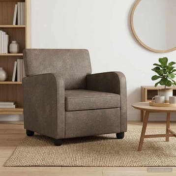 vidaXL Fauteuil Donkergrijs Kunst Suède Leer, Verzenden