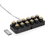 LED Kaarsen | Zwart | Warm Wit (2700K) | 12 Stuks |, Verzenden