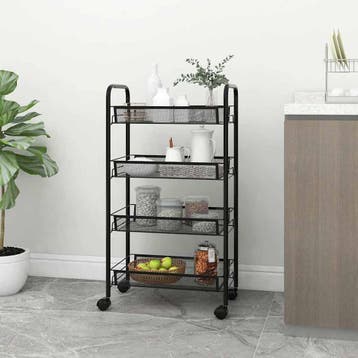 vidaXL Keukentrolley 4-laags 46x26x85 cm ijzer zwart, Verzenden, Nieuw