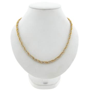 Bicolor gouden gedraaide schakelketting, Handtassen en Accessoires, Kettingen, Ophalen of Verzenden, Gebruikt, Goud, Goud