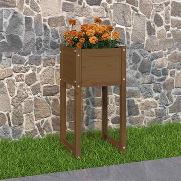 vidaXL Plantenbak 40x40x81 cm massief grenenhout honingbruin, Verzenden